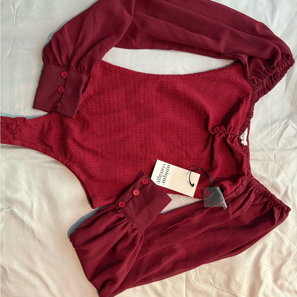 Unique Vintage Burgundy Bodysuit